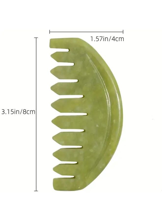 Heart Shaped Jade Head Massage Comb Natural Stone Scalp Care Massager Tool - Image 4